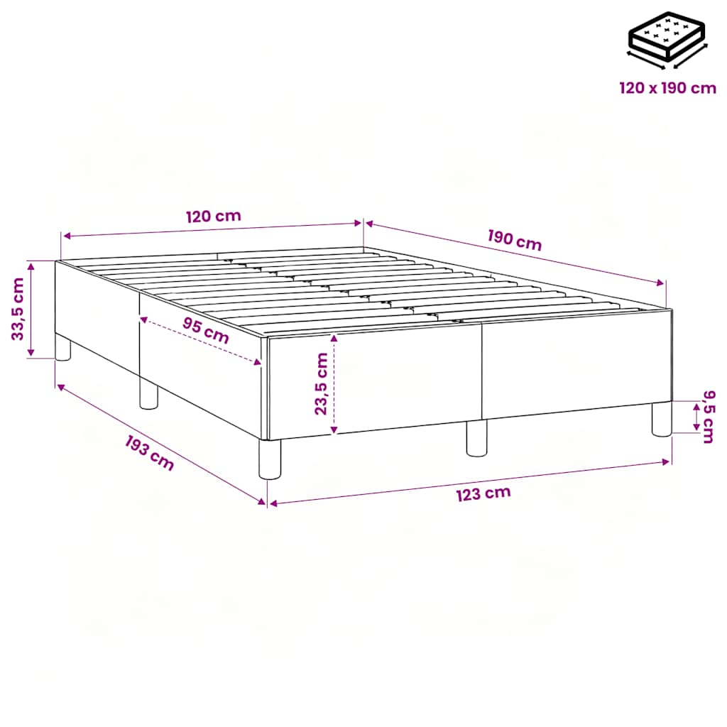 Bettgestell ohne Matratze Schwarz 120x190 cm Stoff