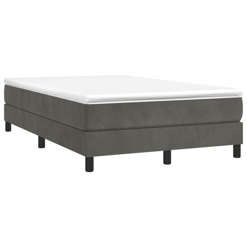 Lit à sommier tapissier avec matelas gris foncé 120x190 cm velours