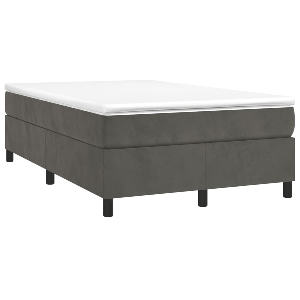 Lit à sommier tapissier avec matelas gris foncé 120x190 cm velours