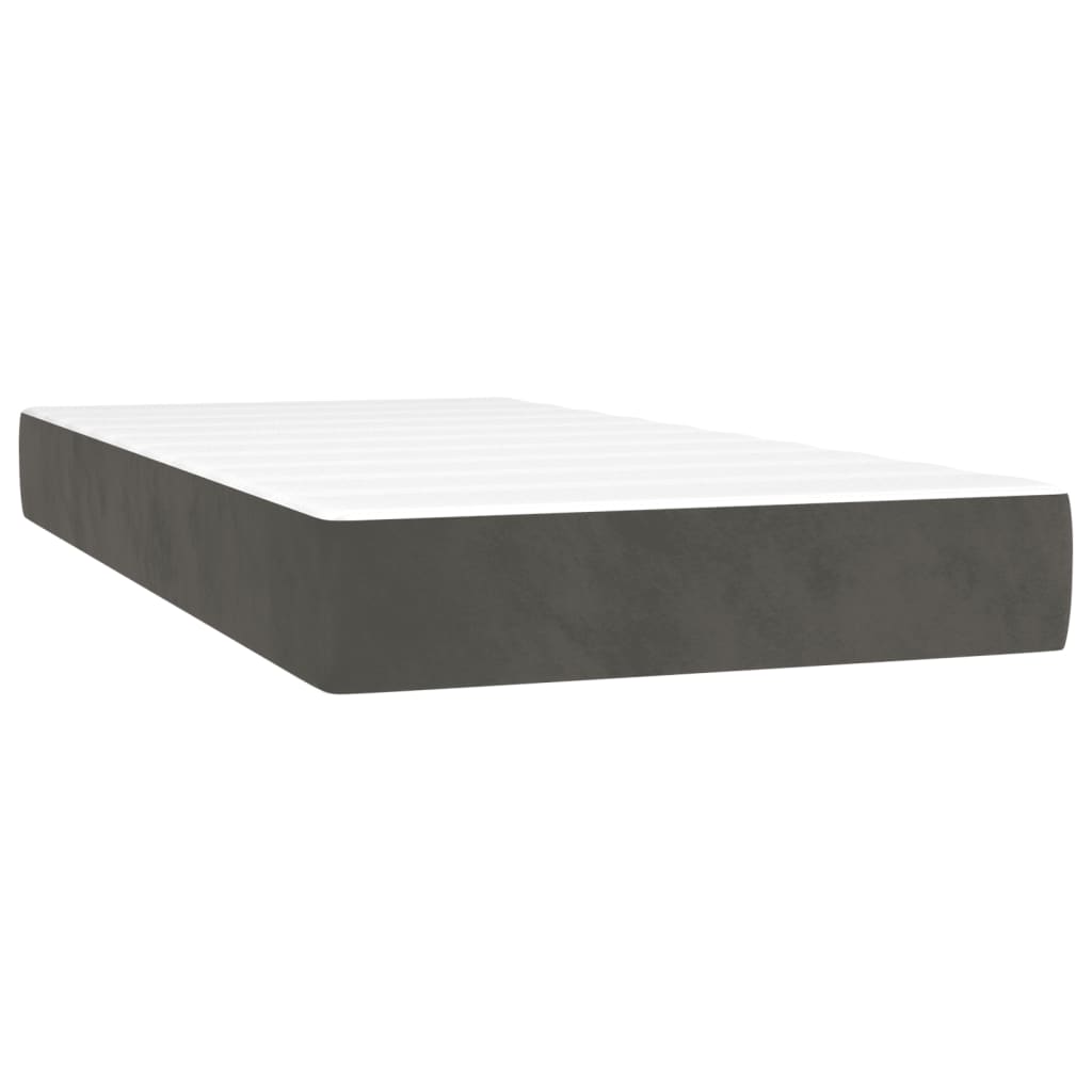 Lit à sommier tapissier avec matelas gris foncé 120x190 cm velours