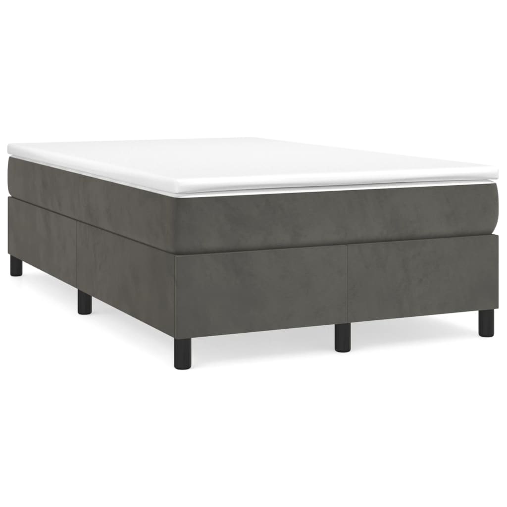 Lit à sommier tapissier avec matelas gris foncé 120x190 cm velours