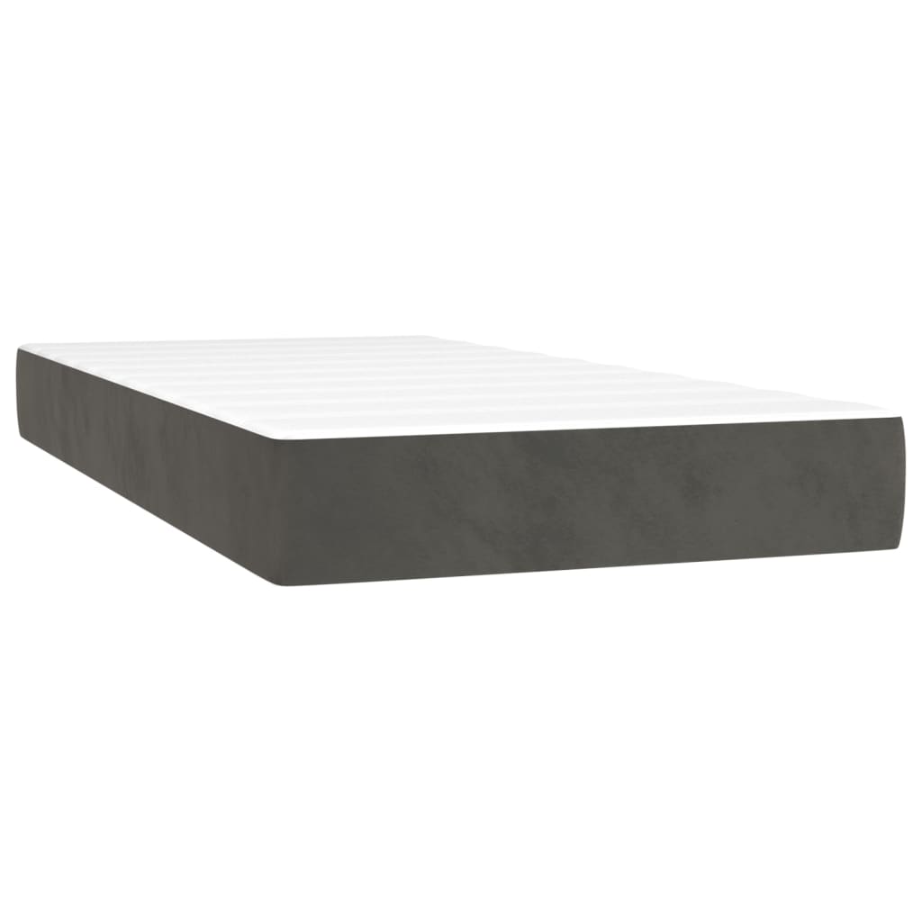 Lit à sommier tapissier avec matelas gris foncé 120x190 cm velours