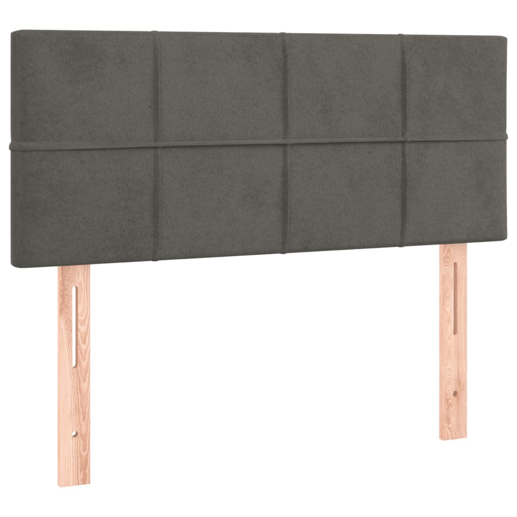 Lit à sommier tapissier avec matelas gris foncé 120x190 cm velours