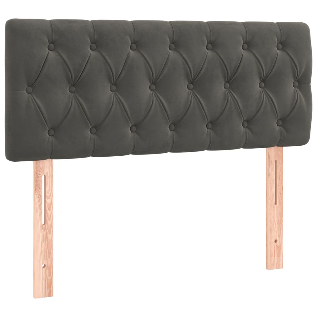 Lit à sommier tapissier avec matelas gris foncé 120x190 cm velours