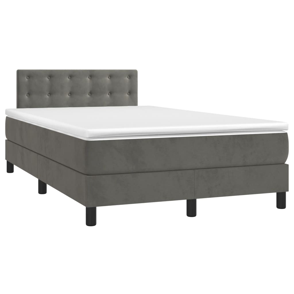 Lit à sommier tapissier avec matelas gris foncé 120x190 cm velours