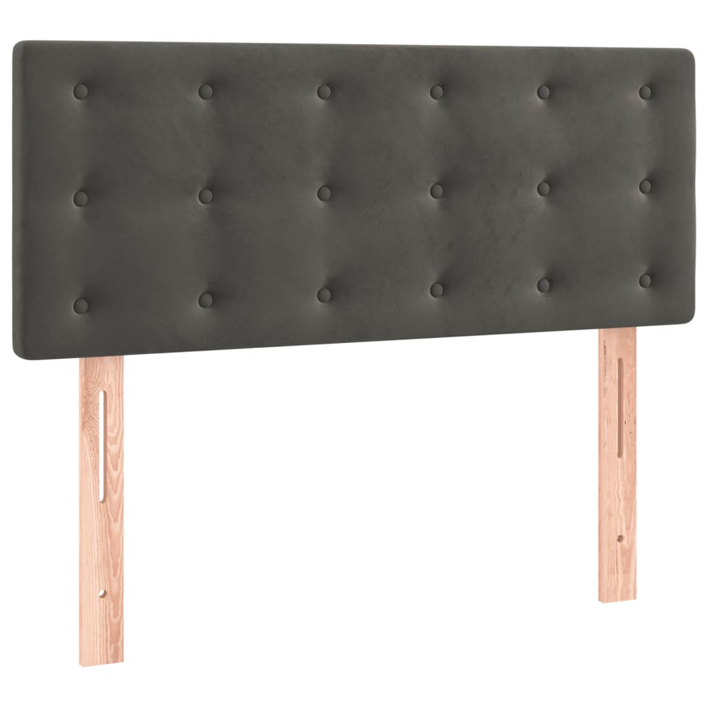 Lit à sommier tapissier avec matelas gris foncé 120x190 cm velours