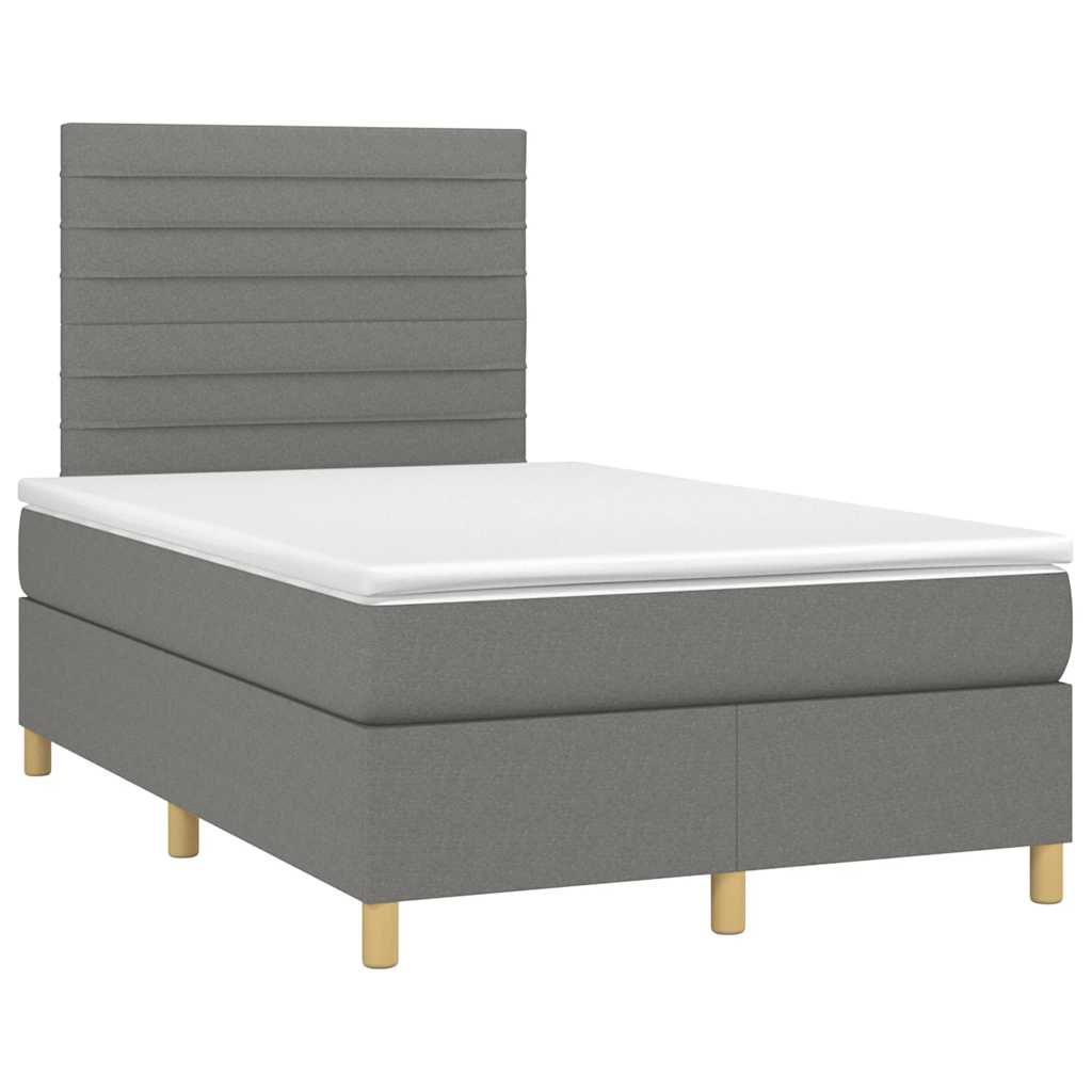 Lit à sommier tapissier avec matelas en tissu gris foncé 120x190 cm