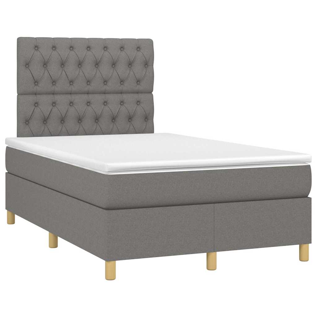 Lit à sommier tapissier avec matelas en tissu gris foncé 120x190 cm