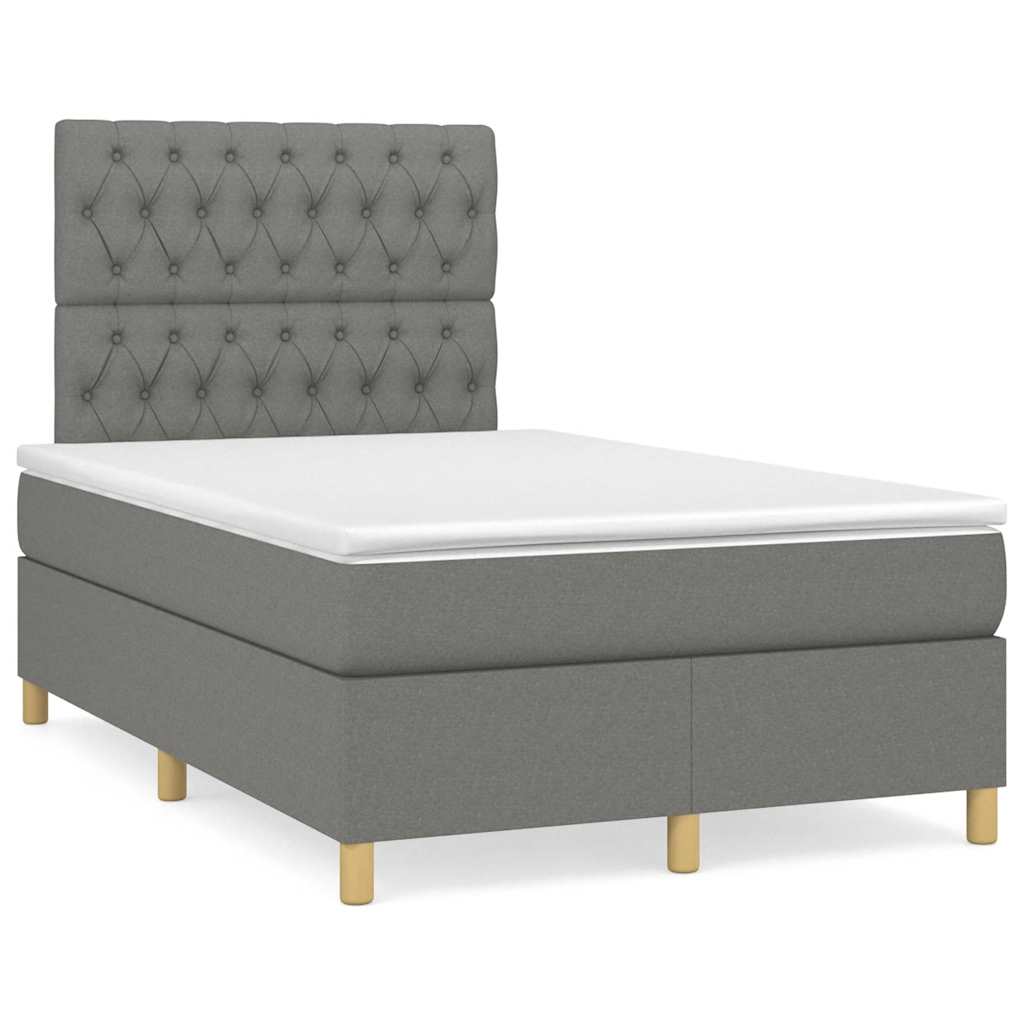 Lit à sommier tapissier avec matelas en tissu gris foncé 120x190 cm