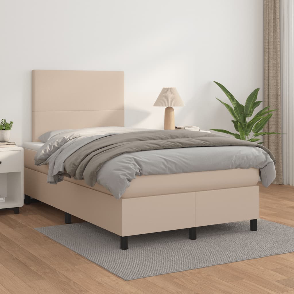 Matelas à sommier tapissier cappuccino-marron 120x190 cm cuir artificiel