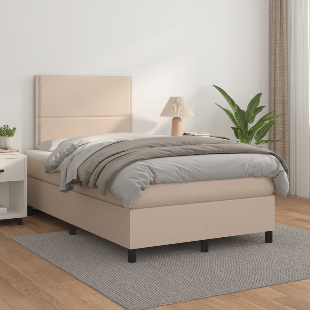 Box spring bed mattress cappuccino-brown 120x190 cm artificial leather