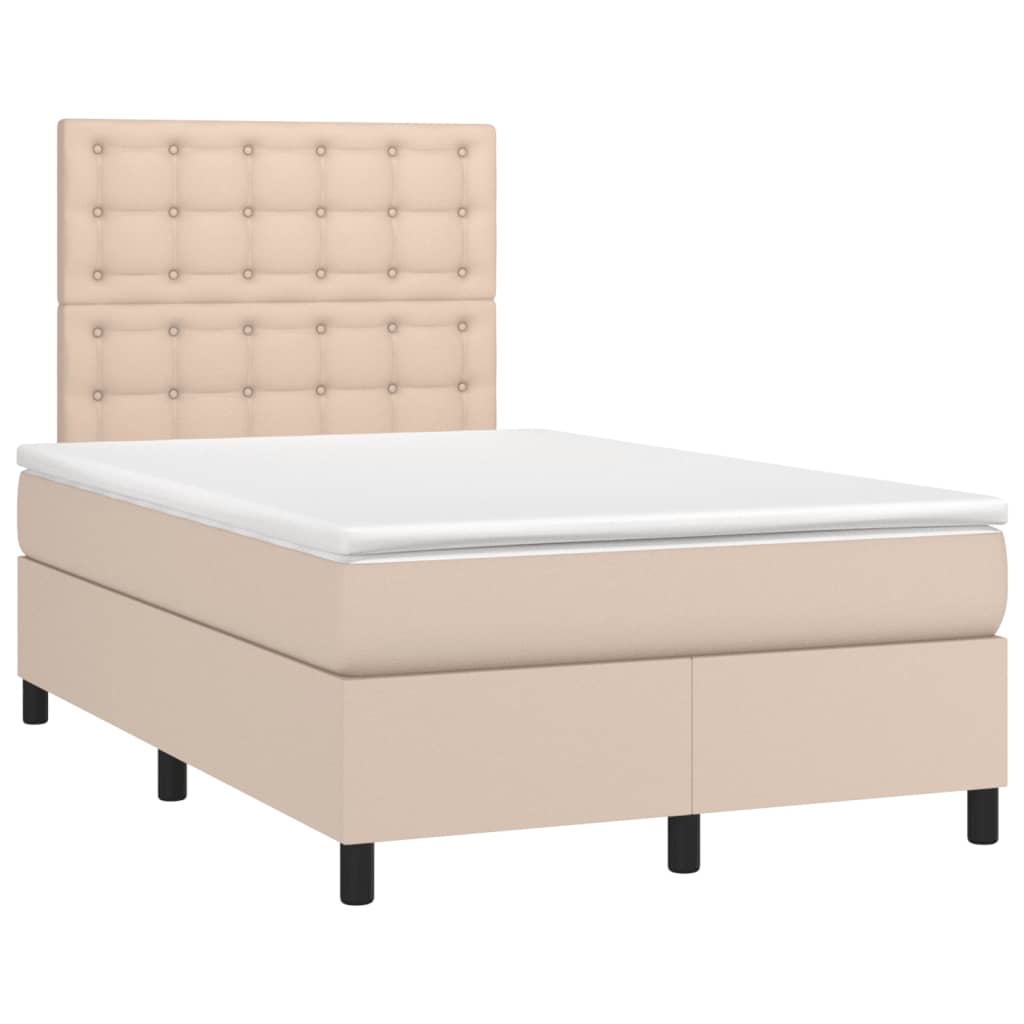 Matelas à sommier tapissier cappuccino-marron 120x190 cm cuir artificiel