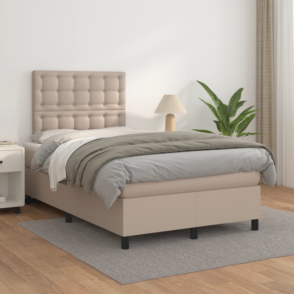 Matelas à sommier tapissier cappuccino-marron 120x190 cm cuir artificiel