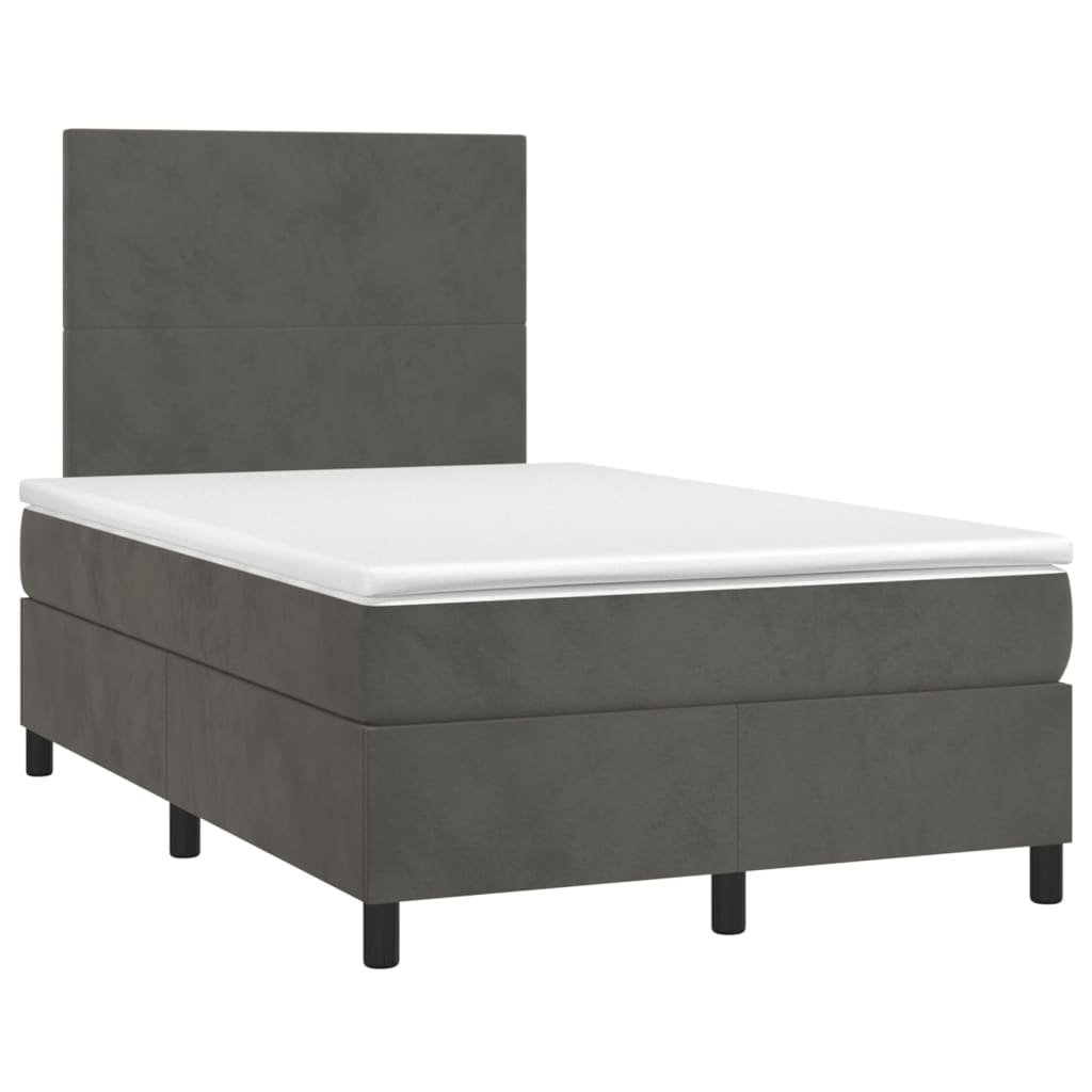 Lit à sommier tapissier avec matelas gris foncé 120x190 cm velours