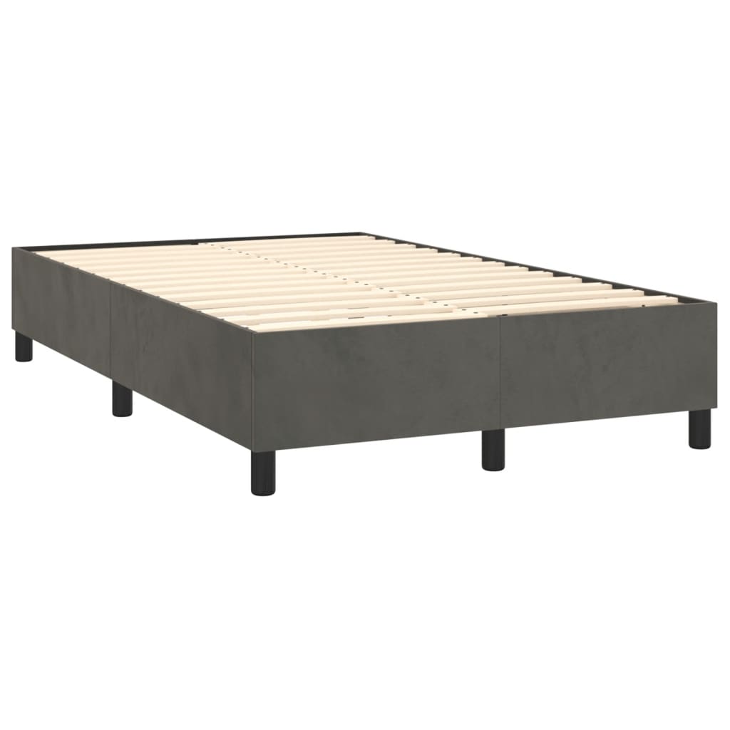 Lit à sommier tapissier avec matelas gris foncé 120x190 cm velours