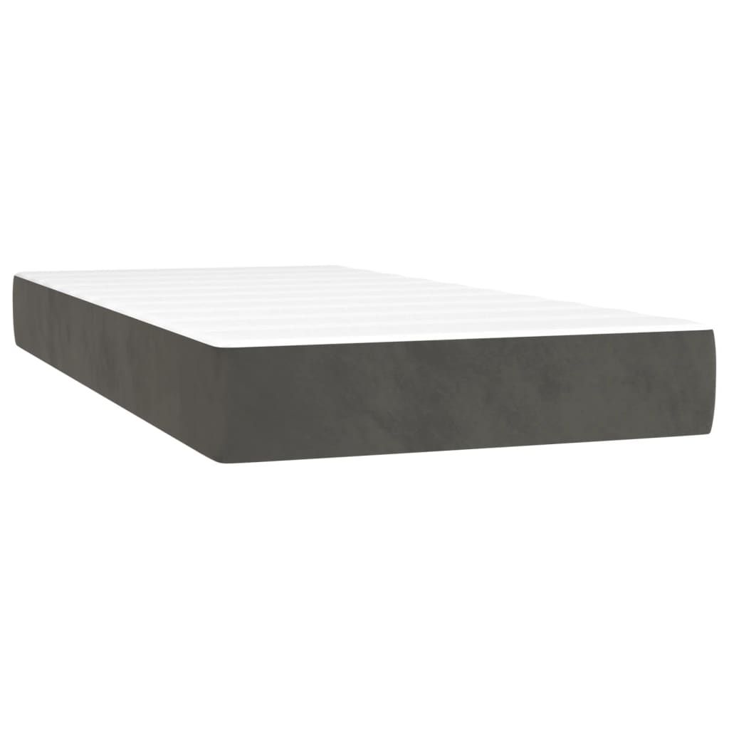Lit à sommier tapissier avec matelas gris foncé 120x190 cm velours