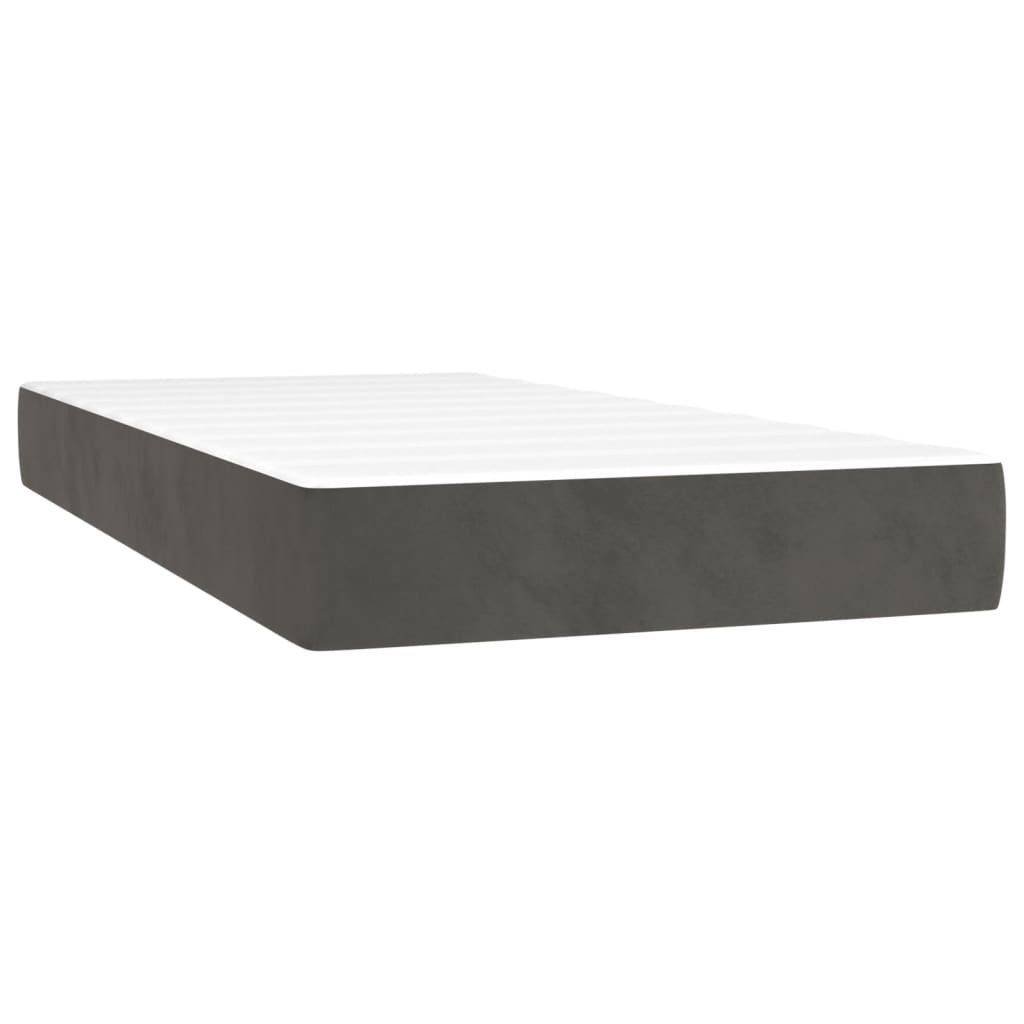 Lit à sommier tapissier avec matelas gris foncé 120x190 cm velours