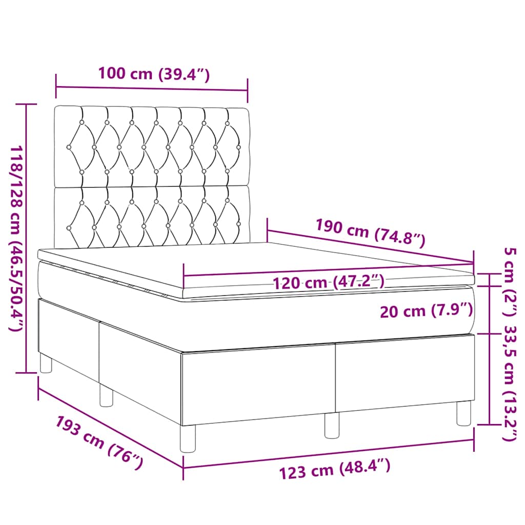 Boxspringbett mit Matratze Rosa 120x190 cm Samt