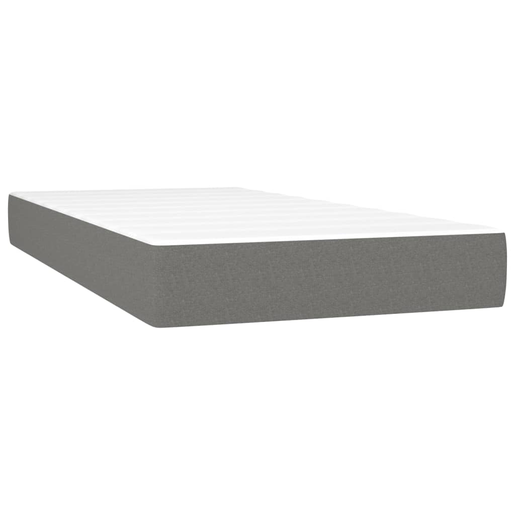 Lit à sommier tapissier avec matelas en tissu gris foncé 120x190 cm