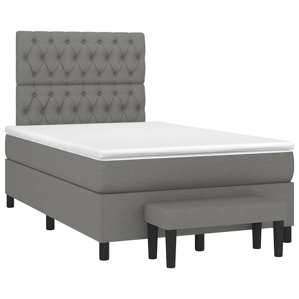 Lit à sommier tapissier avec matelas en tissu gris foncé 120x190 cm