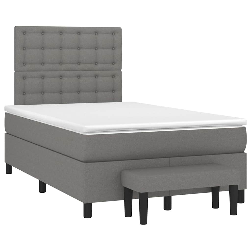 Lit à sommier tapissier avec matelas en tissu gris foncé 120x190 cm