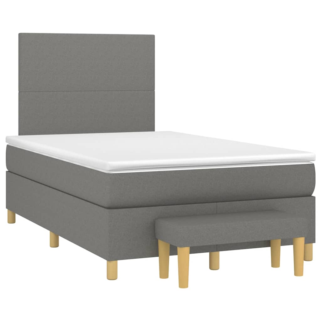 Lit à sommier tapissier avec matelas en tissu gris foncé 120x190 cm