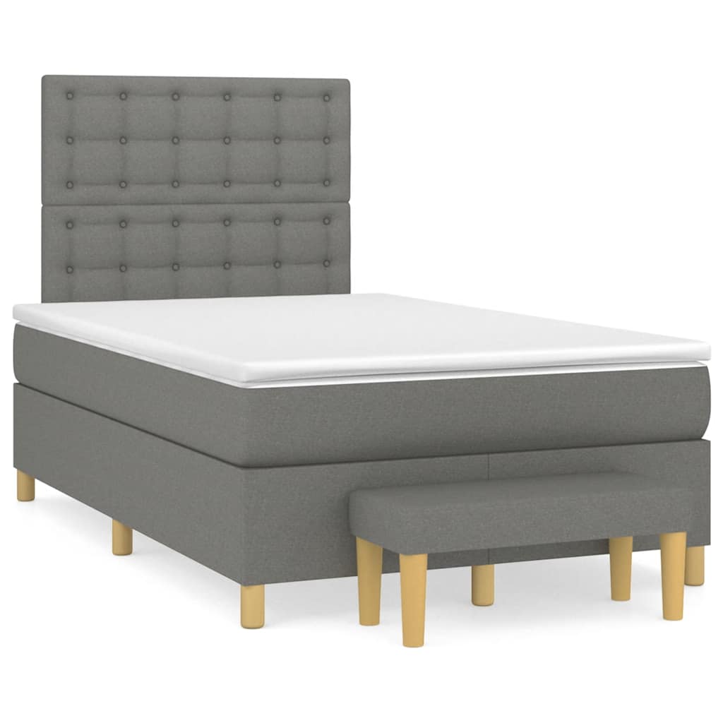 Lit à sommier tapissier avec matelas en tissu gris foncé 120x190 cm