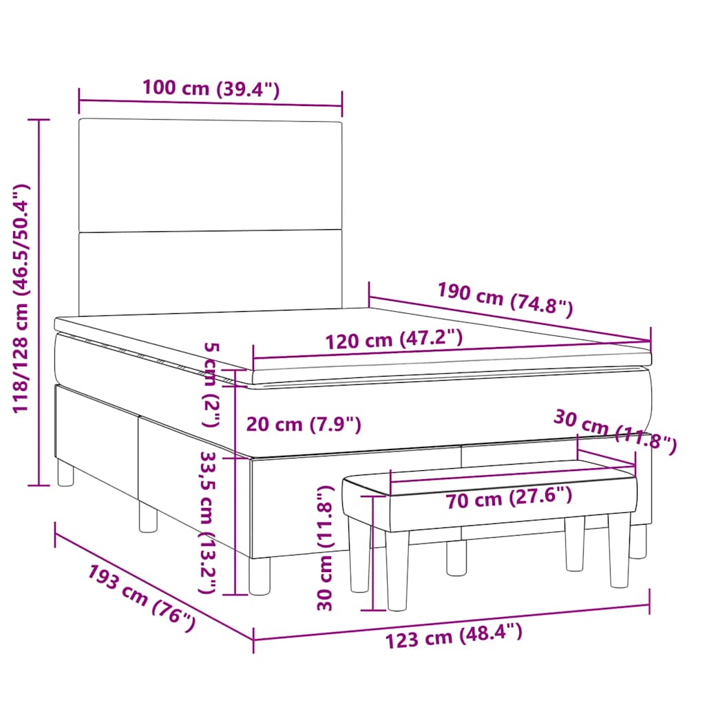 Boxspringbett mit Matratze Schwarz 120x190 cm Kunstleder