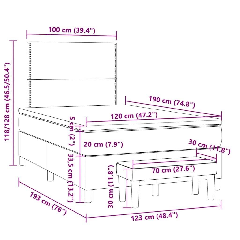 Boxspringbett mit Matratze Schwarz 120x190 cm Kunstleder