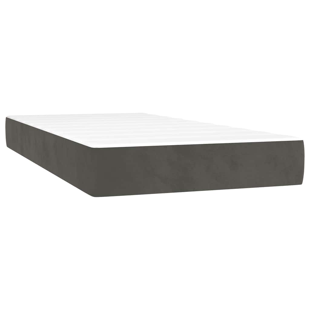 Lit à sommier tapissier avec matelas gris foncé 120x190 cm velours