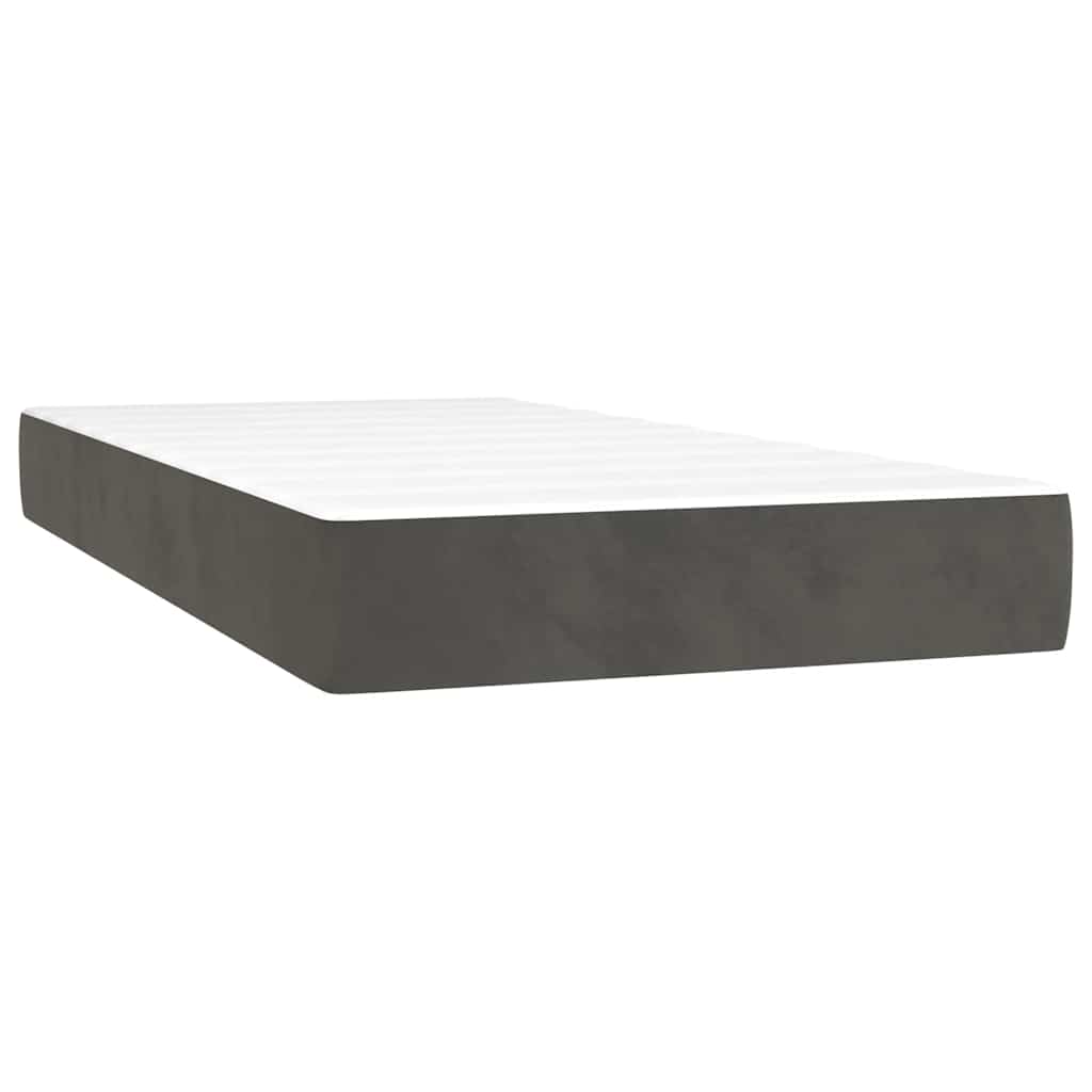 Lit à sommier tapissier avec matelas gris foncé 120x190 cm velours