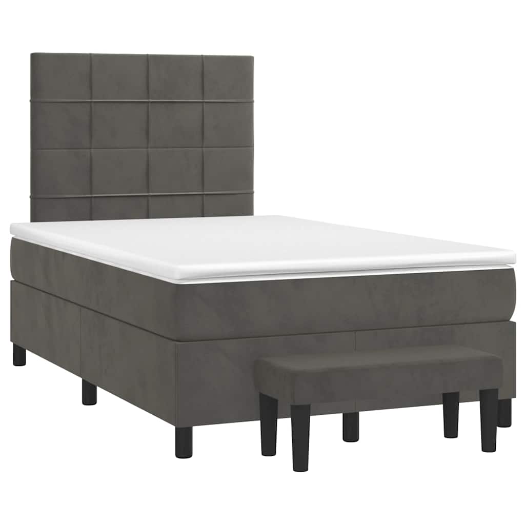 Lit à sommier tapissier avec matelas gris foncé 120x190 cm velours