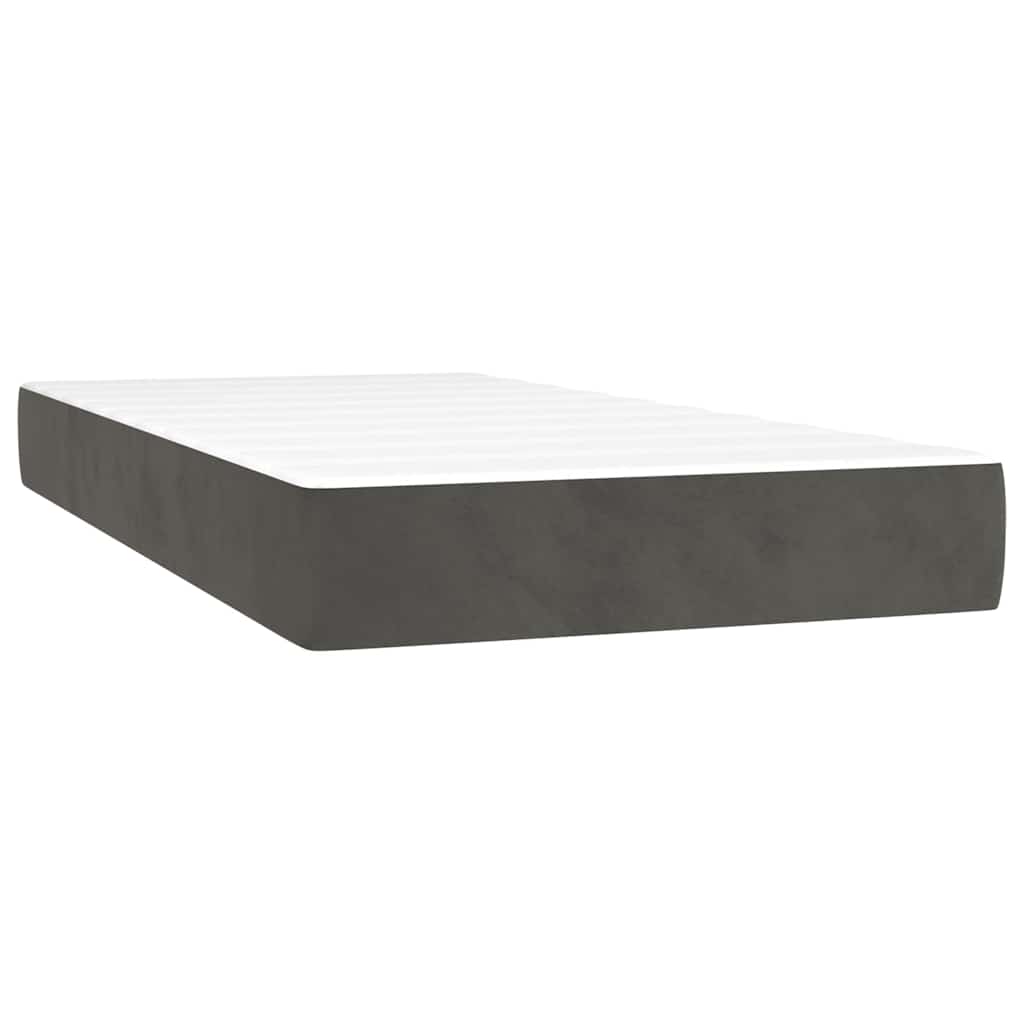 Lit à sommier tapissier avec matelas gris foncé 120x190 cm velours