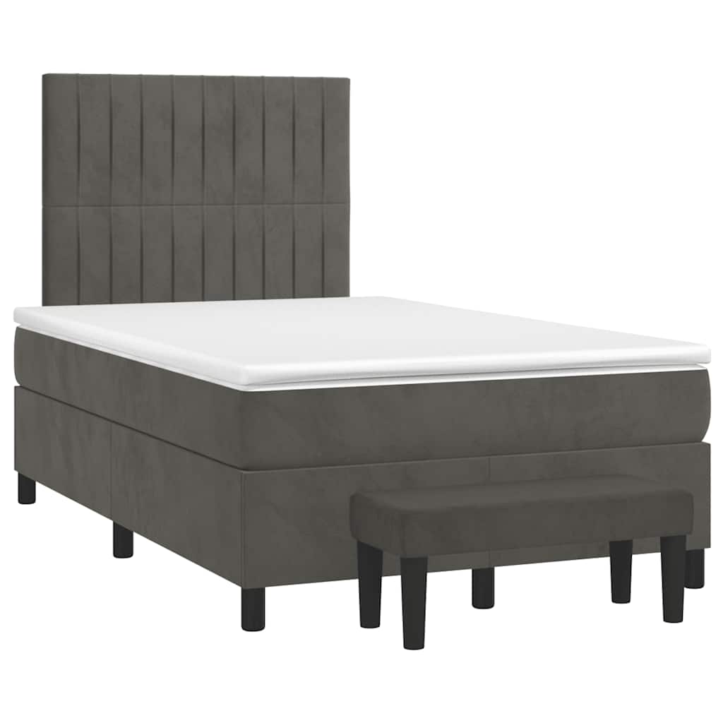 Lit à sommier tapissier avec matelas gris foncé 120x190 cm velours