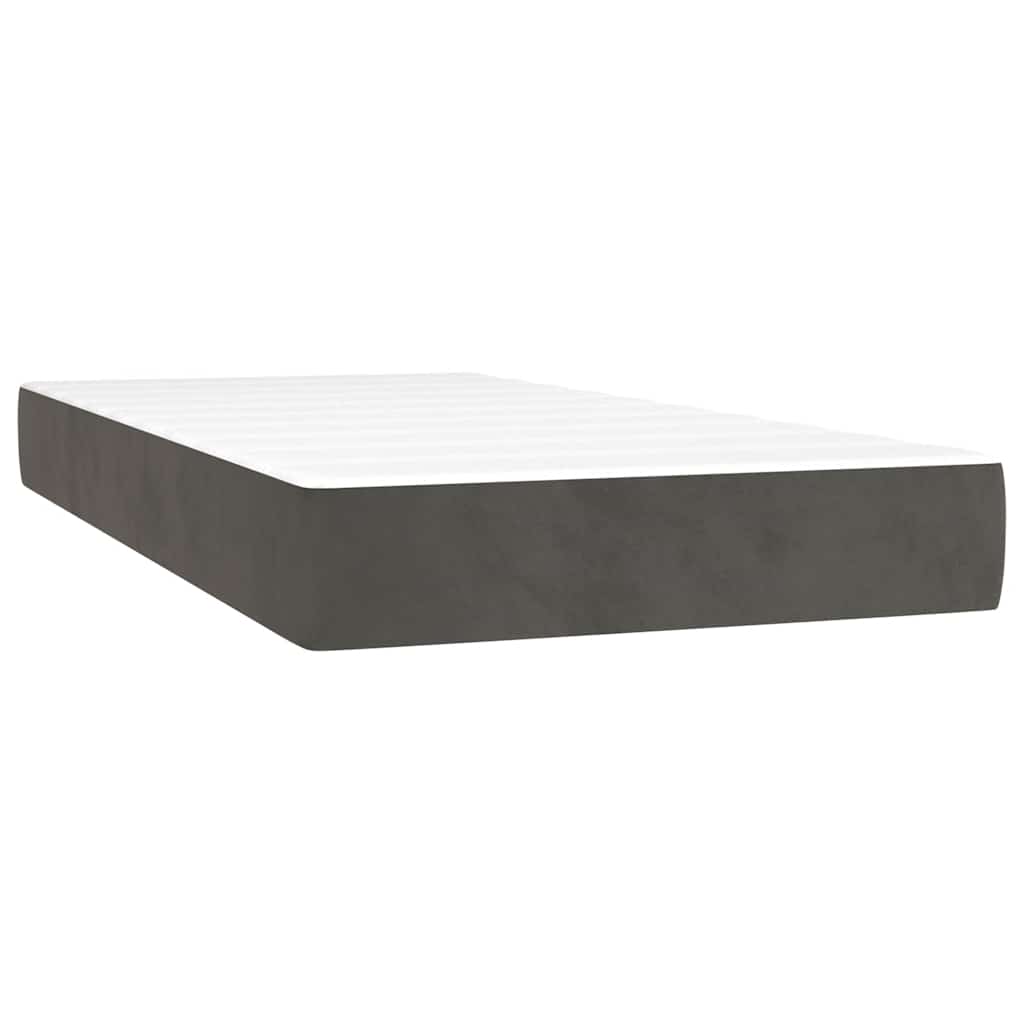 Lit à sommier tapissier avec matelas gris foncé 120x190 cm velours
