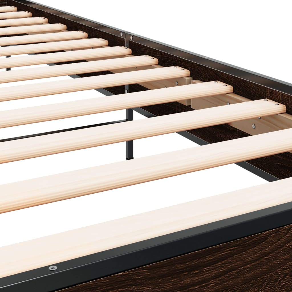 Bed frame brown oak look 90x200 cm wood material metal