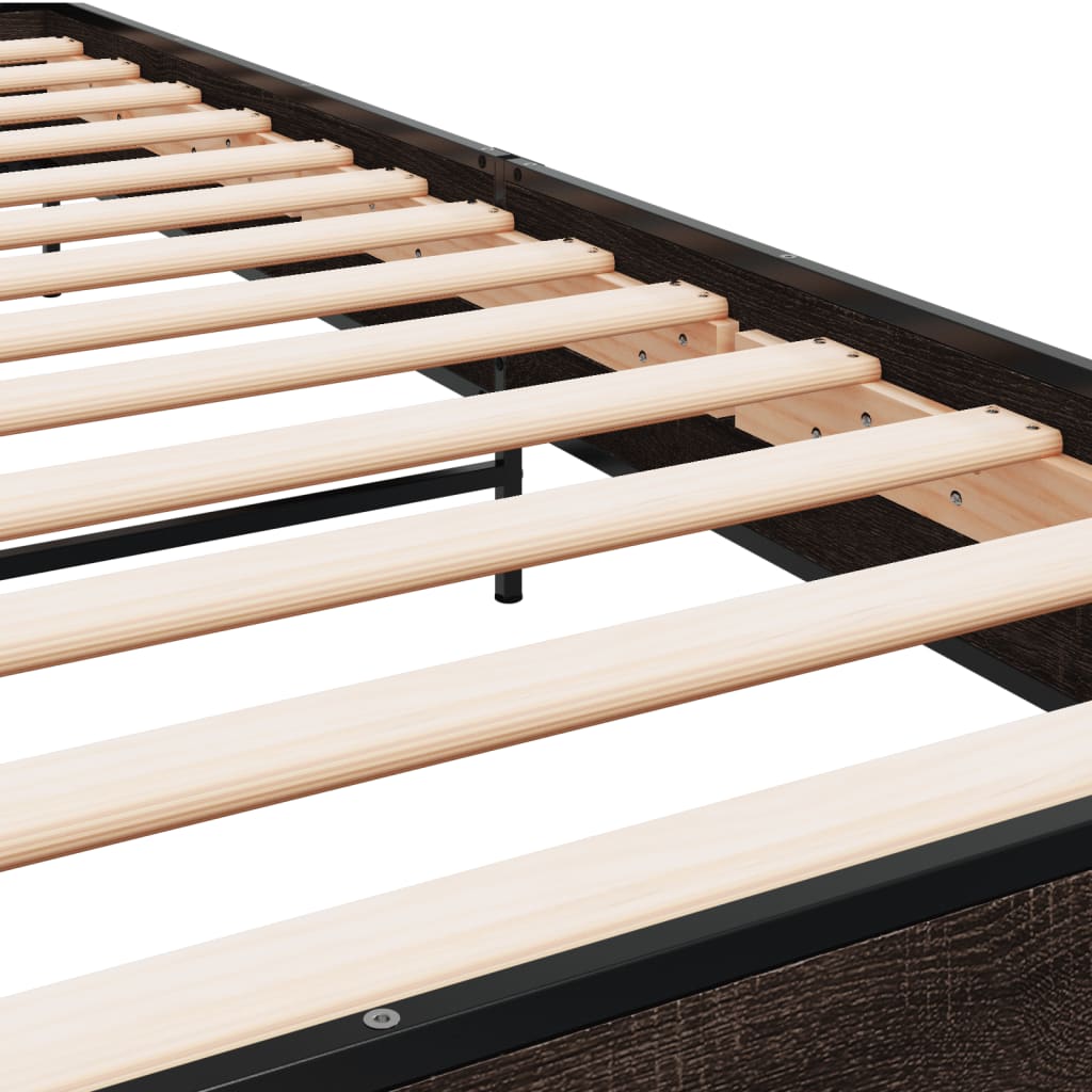 Bed frame brown oak look 90x200 cm wood material metal