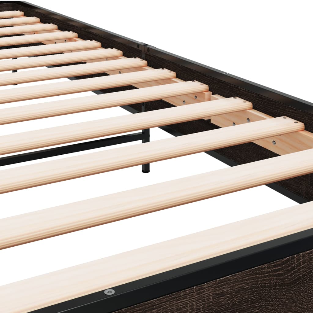 Bed frame brown oak look 90x190 cm wood material metal