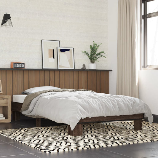 Bed frame brown oak look 90x200 cm wood material metal