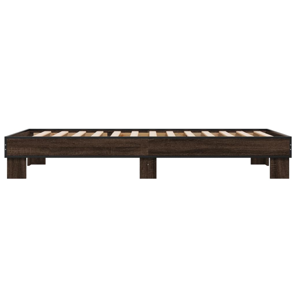 Bed frame brown oak look 90x190 cm wood material metal