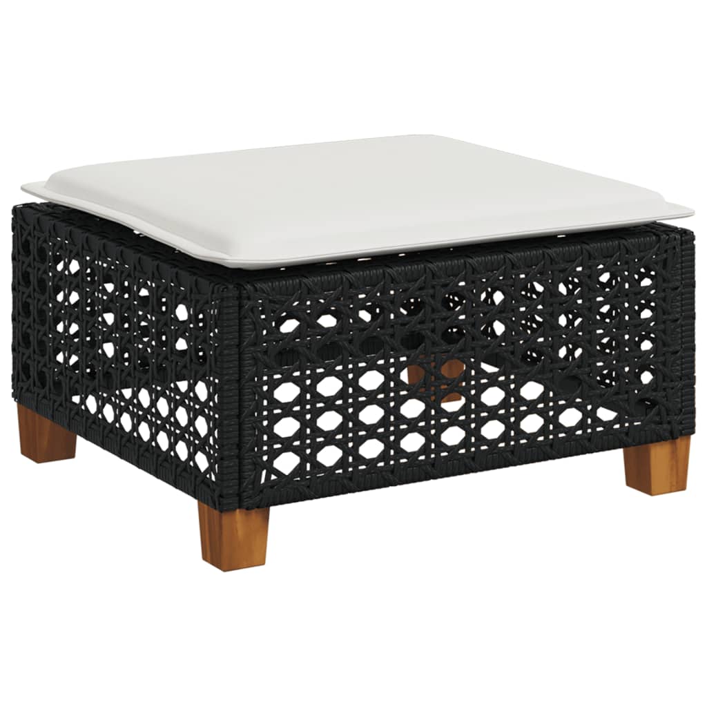 8-piece garden sofa set with cushions, black poly rattan