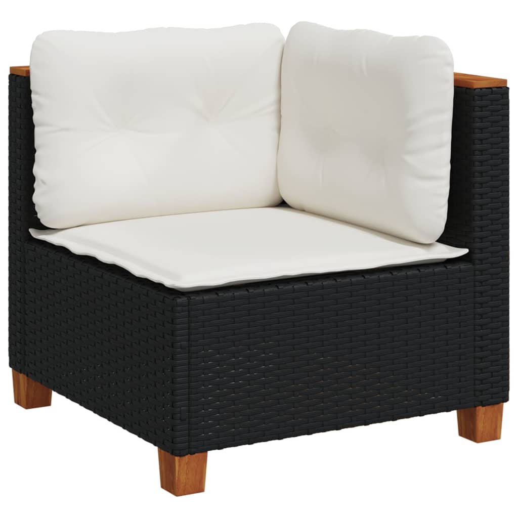 8-piece garden sofa set with cushions, black poly rattan