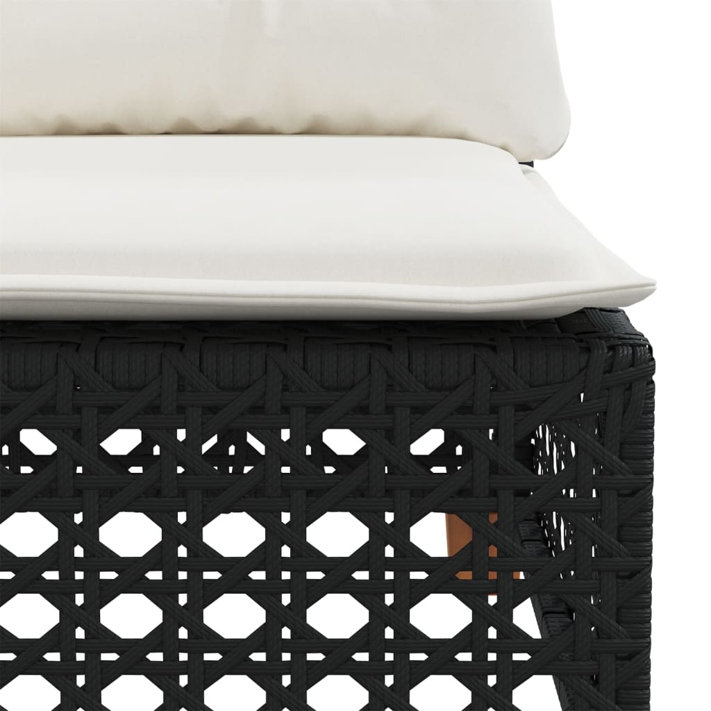 8-piece garden sofa set with cushions, black poly rattan