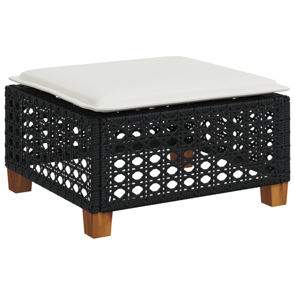 8-piece garden sofa set with cushions, black poly rattan