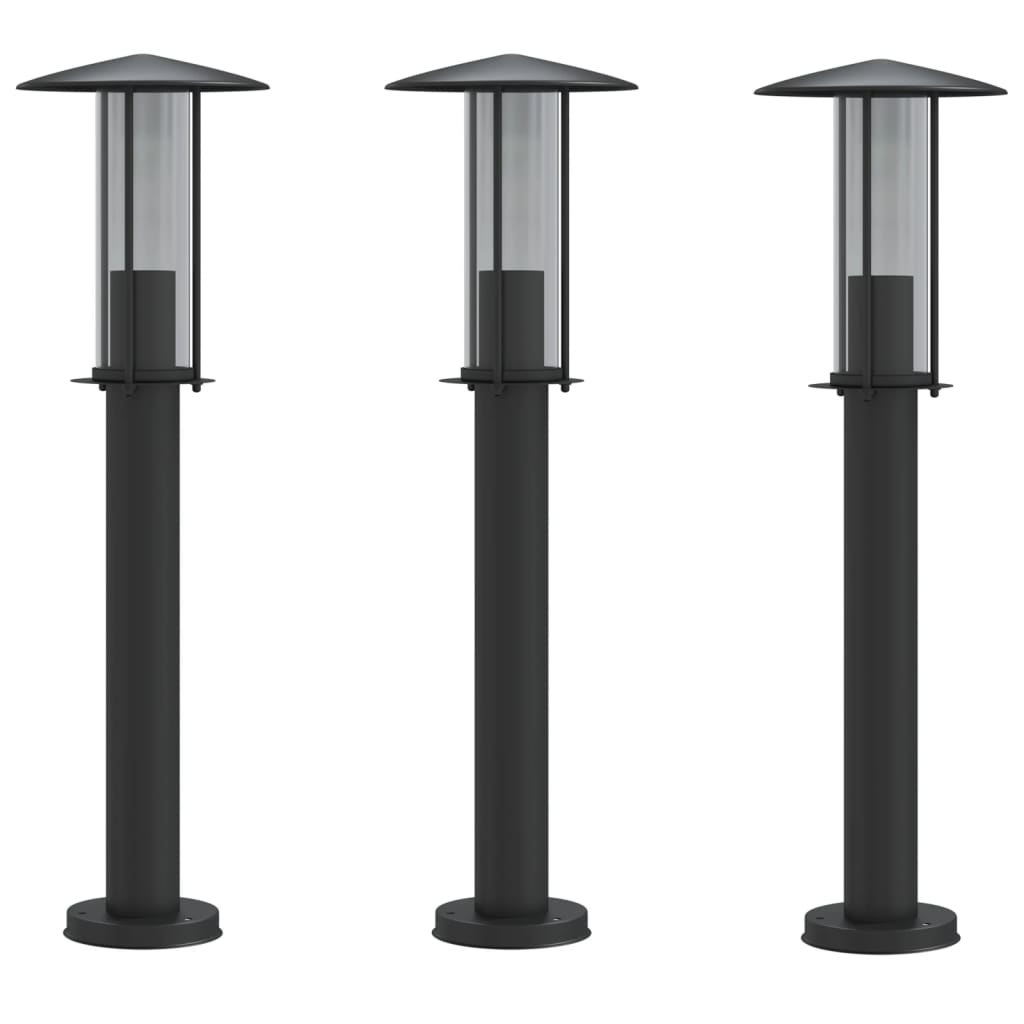 Path Lights 3 pcs. Black 60 cm Stainless Steel