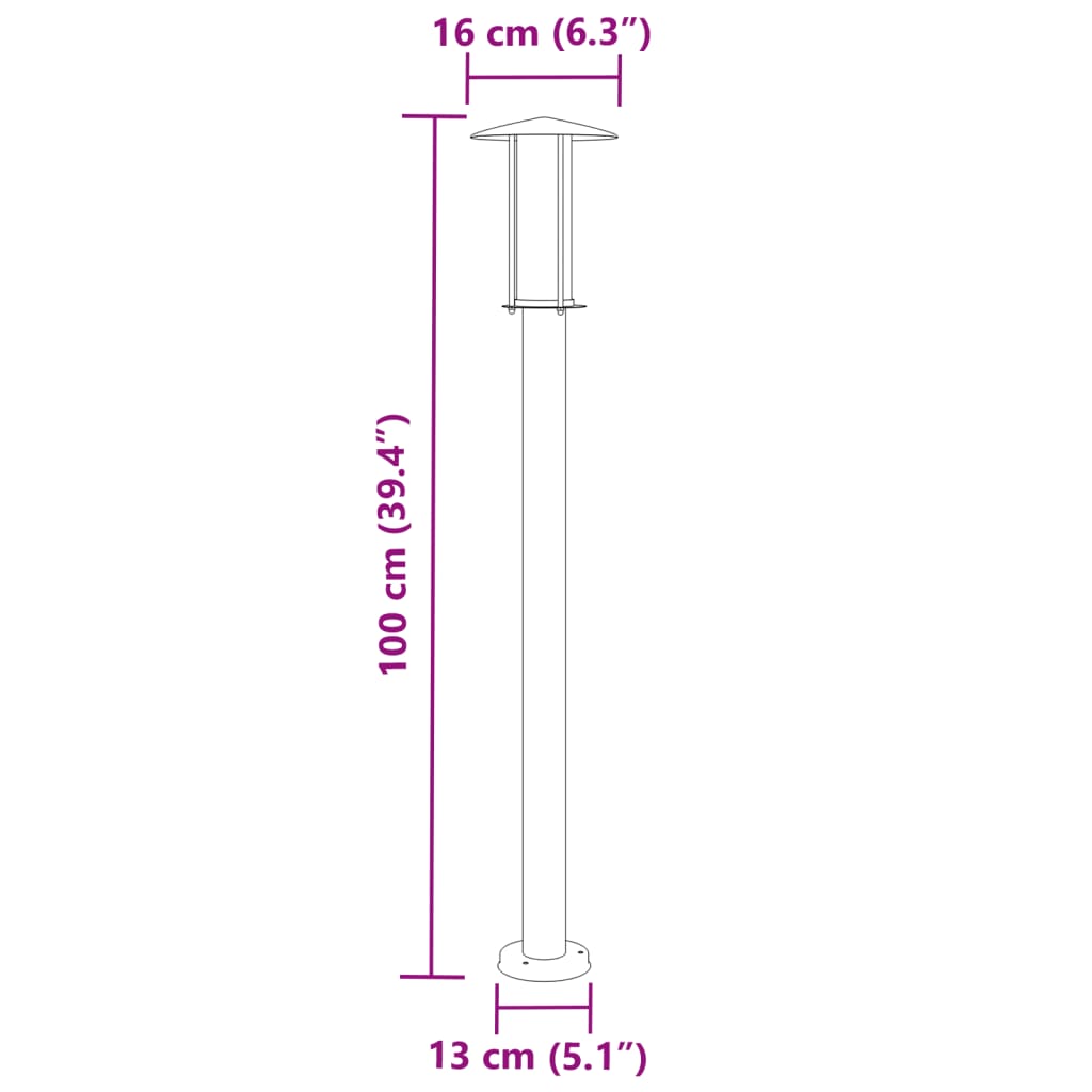 Path Lights 3 pcs. Black 100 cm Stainless Steel