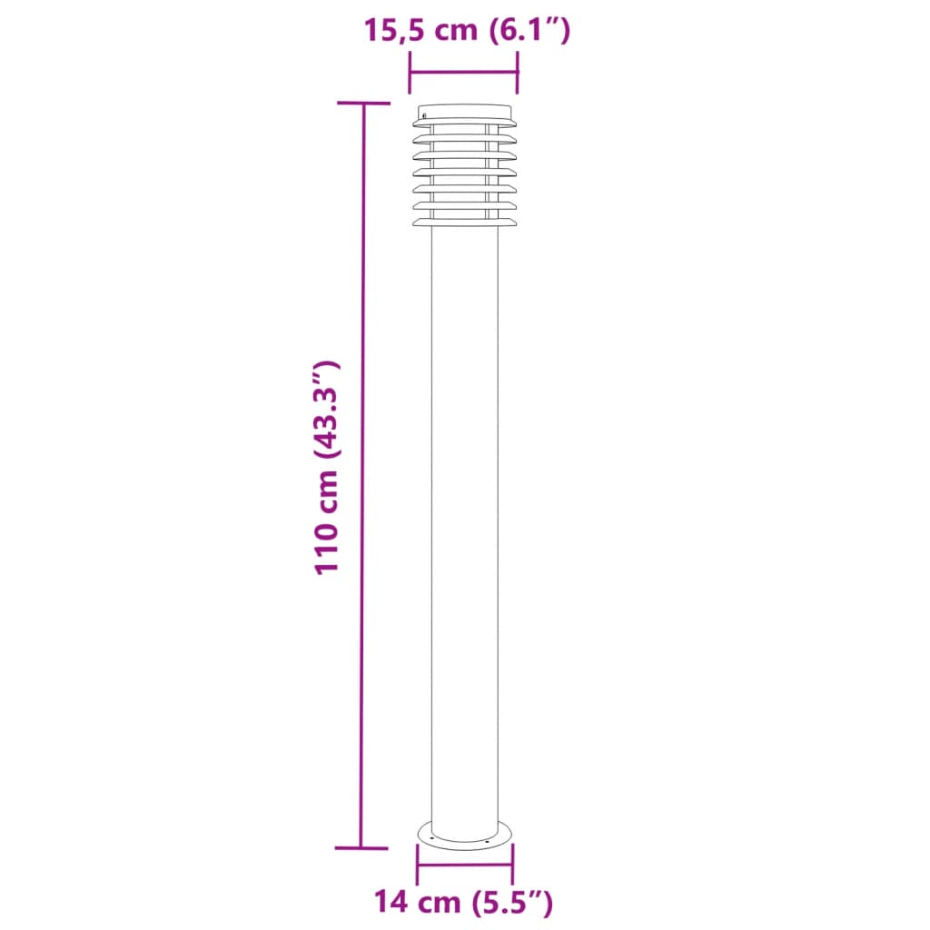 Wegeleuchten 3 Stk. Silbern 110 cm Edelstahl