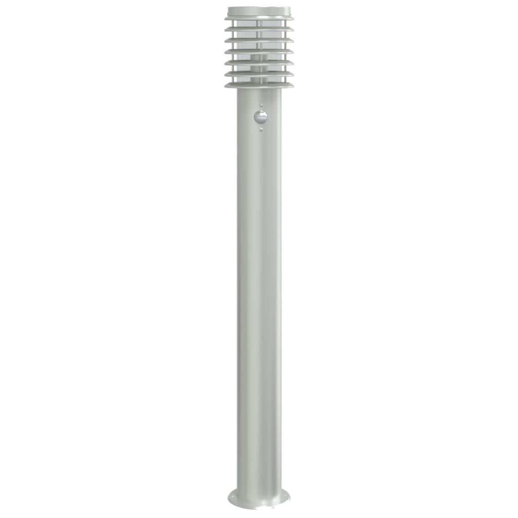 Path lights with motion detector 3 pieces silver 110cm stainless steel