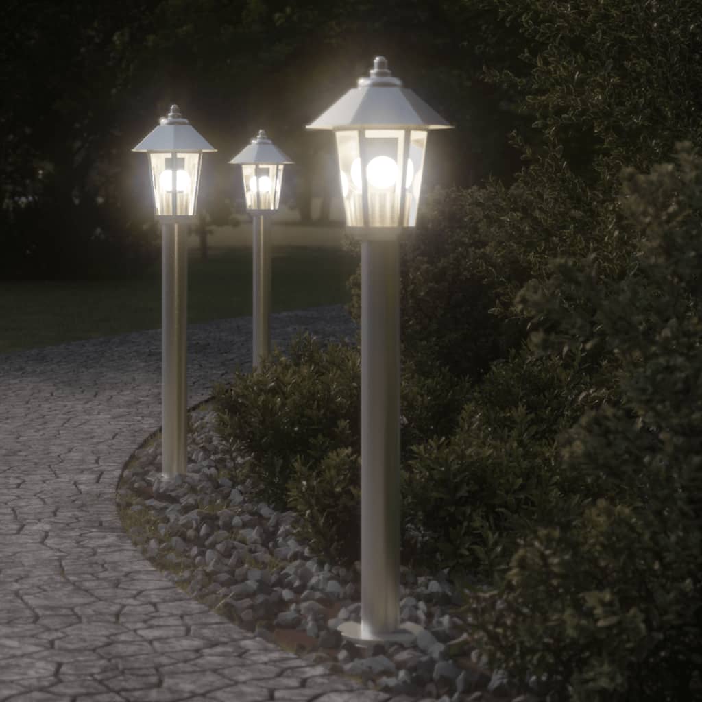 Path lights 3 pieces silver 80 cm stainless steel