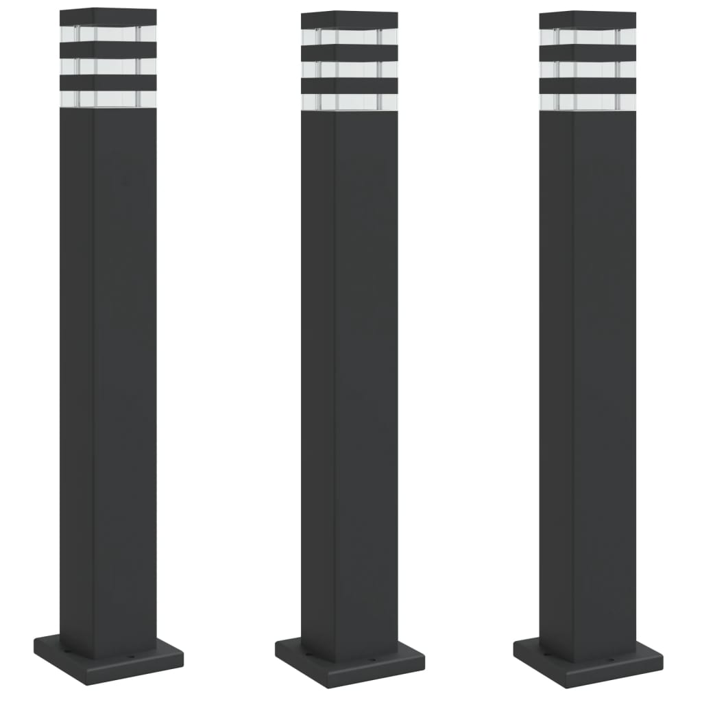 Path lights 3 pieces Black 80 cm Aluminum